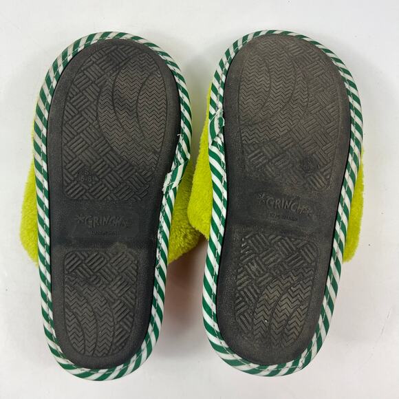 The Grinch Dr. Seuss Women’s Slippers S 5-6 Faux Fur Green Santa Holiday Shoes - Picture 5 of 11